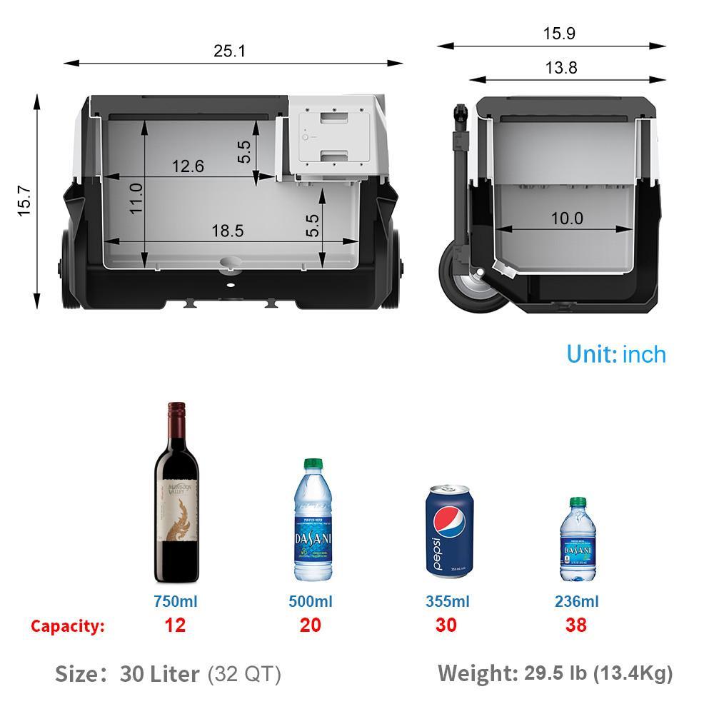 ACOPOWER LionCooler X30A Combo, 32 Quarts Solar Freezer & Extra 173Wh Battery (2 Batteries) - FLOWCHA FashionxBeauty