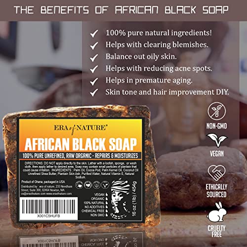 era of nature Best Raw ORGANIC AFRICAN BLACK SOAP - FLOWCHA FashionxBeauty