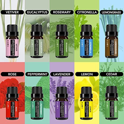 Essential Oil Diffuser Gift Set , 550ml Diffuser & Essential Oil Set, Top 10 Essential Oils, Aromatherapy Diffuser Humidifier with 4 Timer &Auto Shut-Off for & 7 Ambient Light Settings - FLOWCHA FashionxBeauty