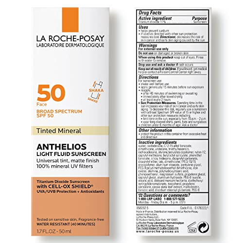 La Roche-Posay Anthelios Mineralized Tinted Sunscreen SPF 50, Ultra-Light Fluid Broad Spectrum SPF 50, Oil-Free - FLOWCHA FashionxBeauty
