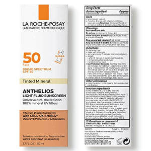 La Roche-Posay Anthelios Mineralized Tinted Sunscreen SPF 50, Ultra-Light Fluid Broad Spectrum SPF 50, Oil-Free - FLOWCHA FashionxBeauty