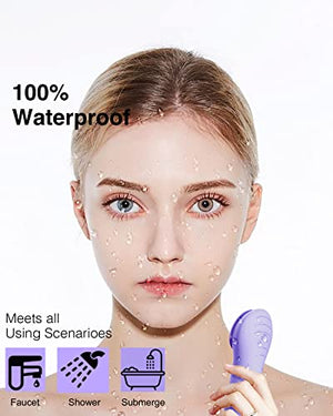Sonic Waterproof Facial Cleansing Brush, Gentle Exfoliating | Massaging, Rechargeable Silicone. - FLOWCHA FashionxBeauty