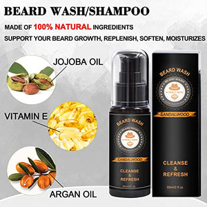 Upgraded Beard Grooming Kit w/Beard Conditioner,2 Pack Beard Oil,Beard Balm,Beard Brush,Beard Shampoo/Wash,Beard Comb,Mustache Scissors,Storage Bag,Beard E-Book,Beard Growth Care Gifts for Men - FLOWCHA FashionxBeauty