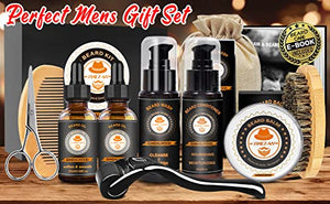 Upgraded Beard Grooming Kit w/Beard Conditioner,2 Pack Beard Oil,Beard Balm,Beard Brush,Beard Shampoo/Wash,Beard Comb,Mustache Scissors,Storage Bag,Beard E-Book,Beard Growth Care Gifts for Men - FLOWCHA FashionxBeauty