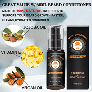 Upgraded Beard Grooming Kit w/Beard Conditioner,2 Pack Beard Oil,Beard Balm,Beard Brush,Beard Shampoo/Wash,Beard Comb,Mustache Scissors,Storage Bag,Beard E-Book,Beard Growth Care Gifts for Men - FLOWCHA FashionxBeauty