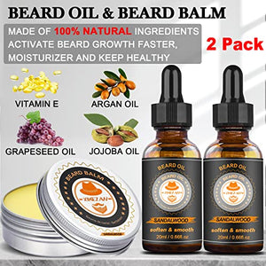 Upgraded Beard Grooming Kit w/Beard Conditioner,2 Pack Beard Oil,Beard Balm,Beard Brush,Beard Shampoo/Wash,Beard Comb,Mustache Scissors,Storage Bag,Beard E-Book,Beard Growth Care Gifts for Men - FLOWCHA FashionxBeauty
